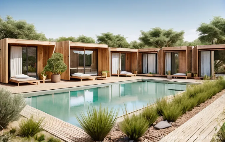 목조 건축의 장점과 단점 - **Prompt:** A luxurious, modern Arabic villa exterior at sunset. The villa features extensive use of...