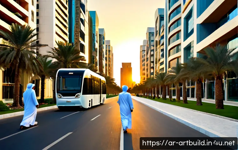 스마트 시티 건축 사례 - Photorealistic smart city architecture in a modern Gulf urban district, sleek energy-efficient tower...